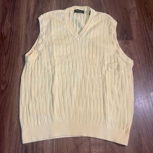 Bobby Jones Sleeveless V-Neck Vest Yellow 100% Cotton Sweater Men's Size 2XL